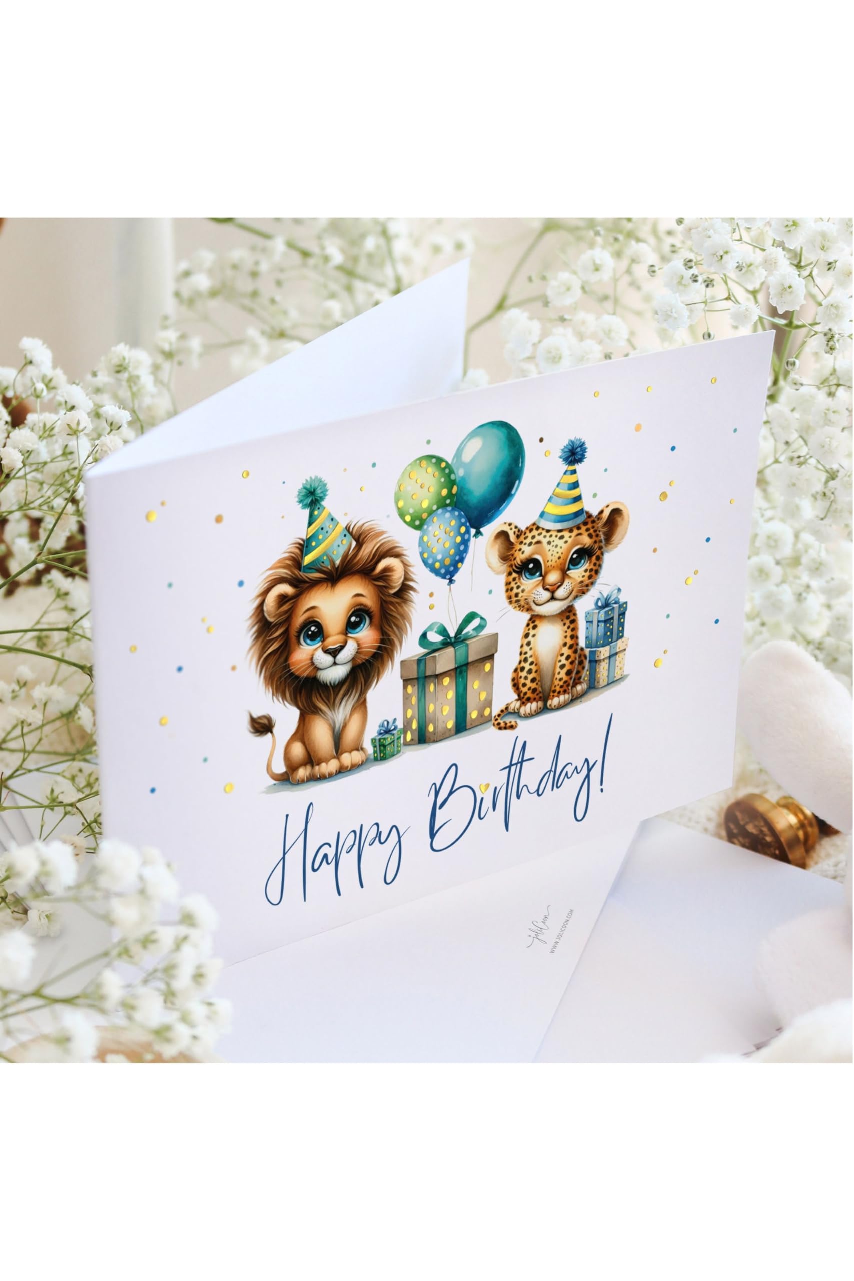 Biglietto Auguri 1° Compleanno Bambino - Joli Coon Con Busta E Sigillo Dorato, Design Elegante - Foto 9