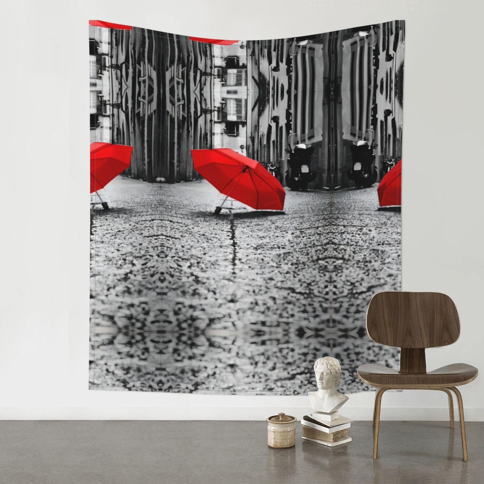 YYHHAOFA Red Umbrella Prints 60x51in Wall Tapestry – Durable Polyester Throw for Dorm, Beach, & Home Decor