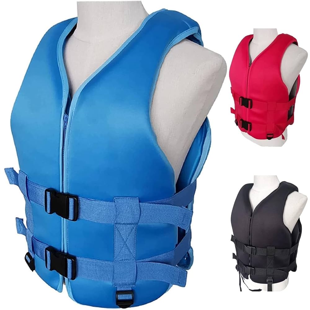 Gilet De Sauvetage Adulte En Néoprène - Flottabilité Max, Ajustable, Pour Kayak, Bateau, Natation Et Sports Nautiques (Bleu, 5XL)