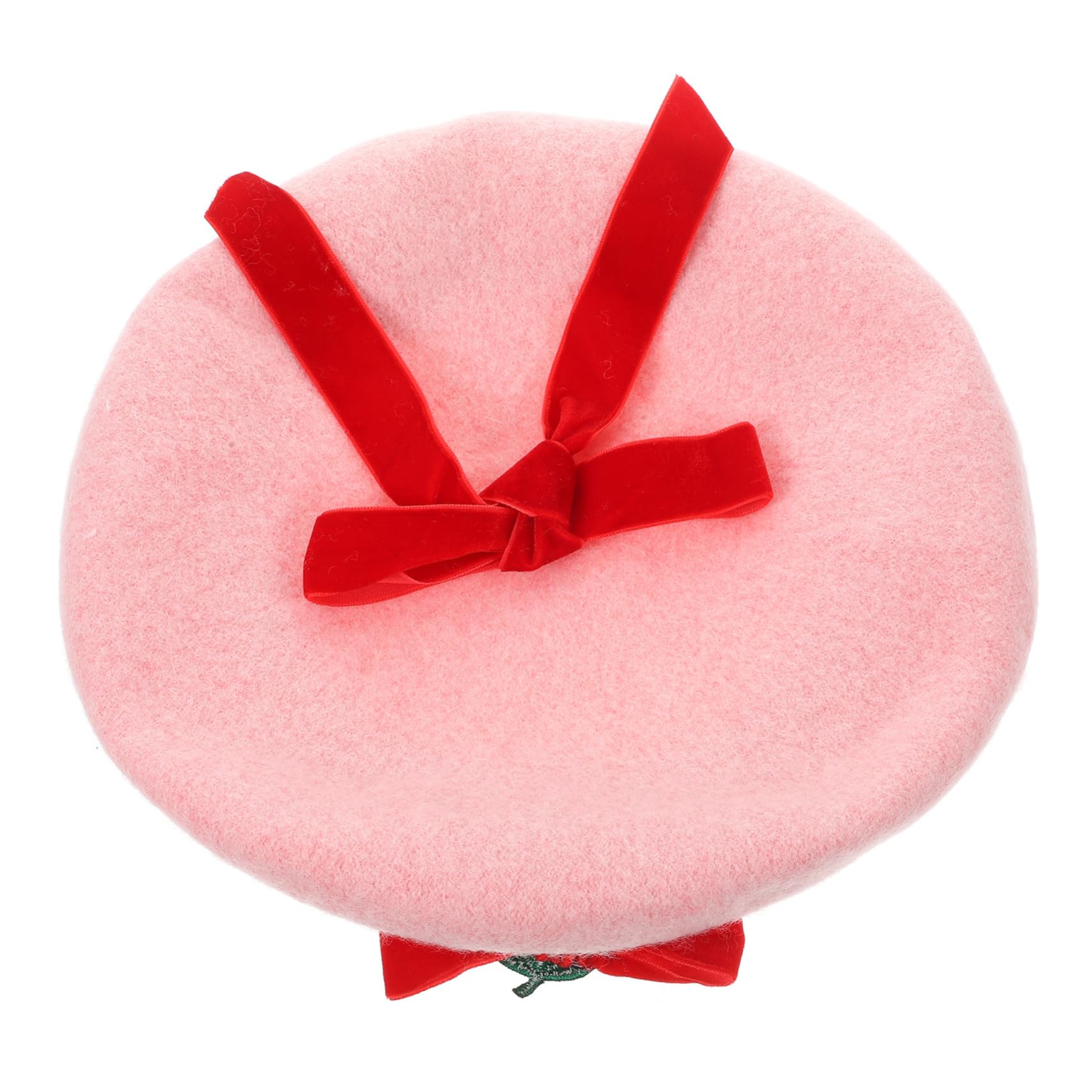 PRETYZOOM Berretto Donna Fiocco in Lana Rosa Taglia M 56-58 Cm