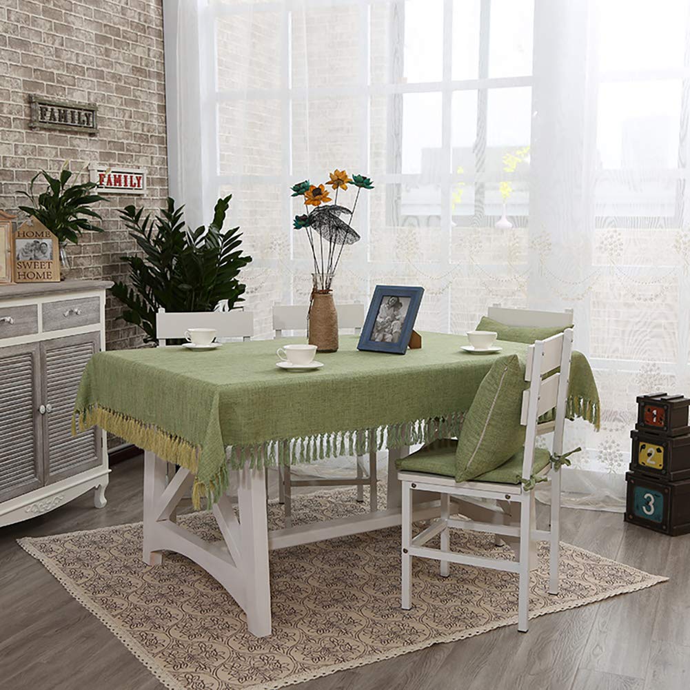 Decorativo Tovaglia con Nappa in Lino Cotone Facile da Pulire Rettangolare Tovaglia Lavabile Arazzo per Tavolo da Cucina 135x220cm Blu