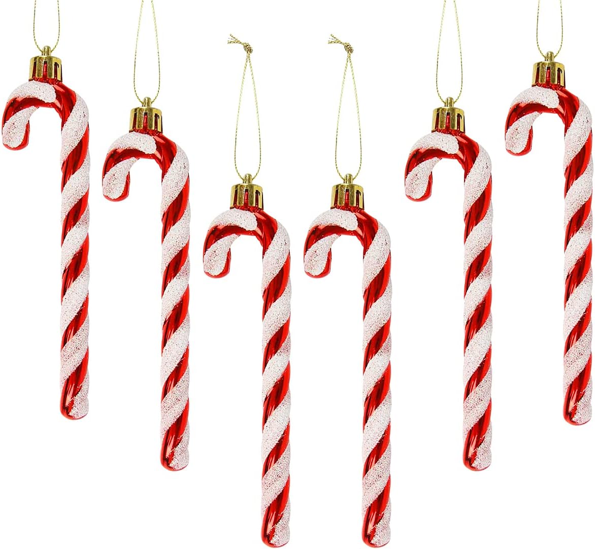 Sponsored Ad – 6 Pcs Christmas Glitter Candy Cane Christmas Tree Decorations Ornament Walking Stick Pendant Decorations