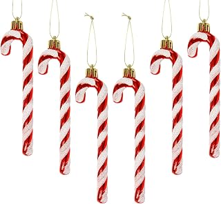 GLADFRESIT 6 Pcs Christmas Glitter Candy Cane Christmas Tree Decorations Ornament Walking Stick Pendant Decorations