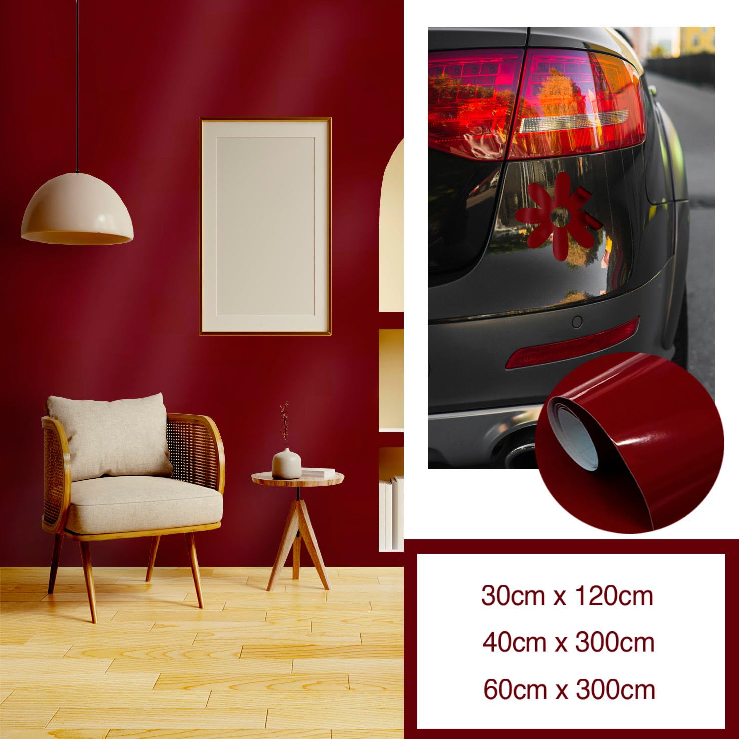 Carta Parati Autoadesiva Carta Adesiva Rossa Lucida Per Mobili