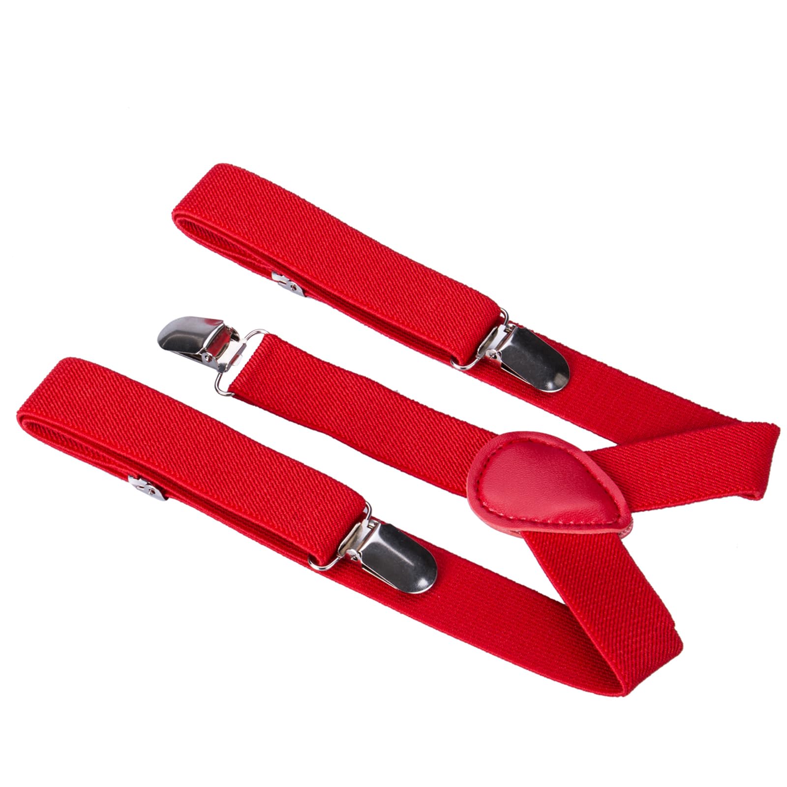 Toddler Kids Trouser Straps Children Elastic Suspenders Y-Shaped with Adjustable Straps (Red, One Size)