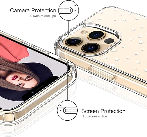 Miniatura 4 de ICEDIO Funda para iPhone 13 Pro Max con protector de pantalla, ajuste delgado, transparente, con diseños de moda para niñas y mujeres, funda