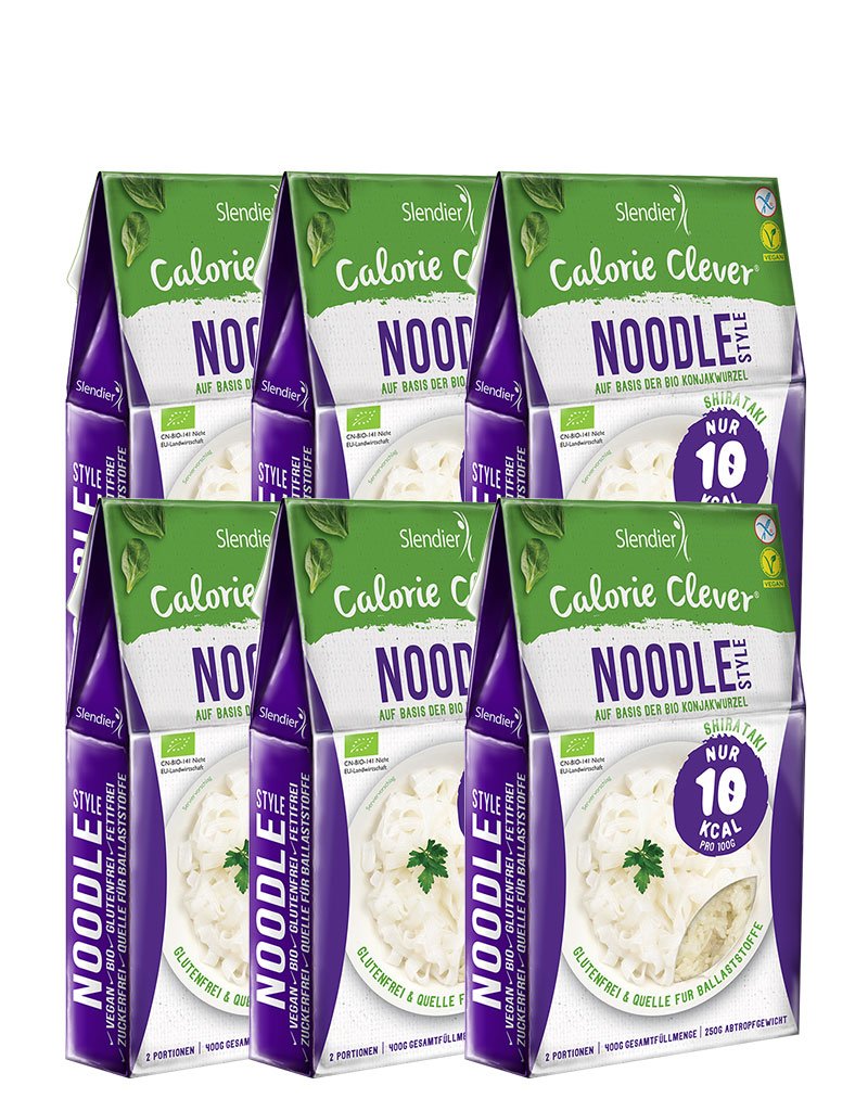 Shirataki Slendier pâtes de konjac biologique - paque de Nouillie-Style (6 x 250 g)