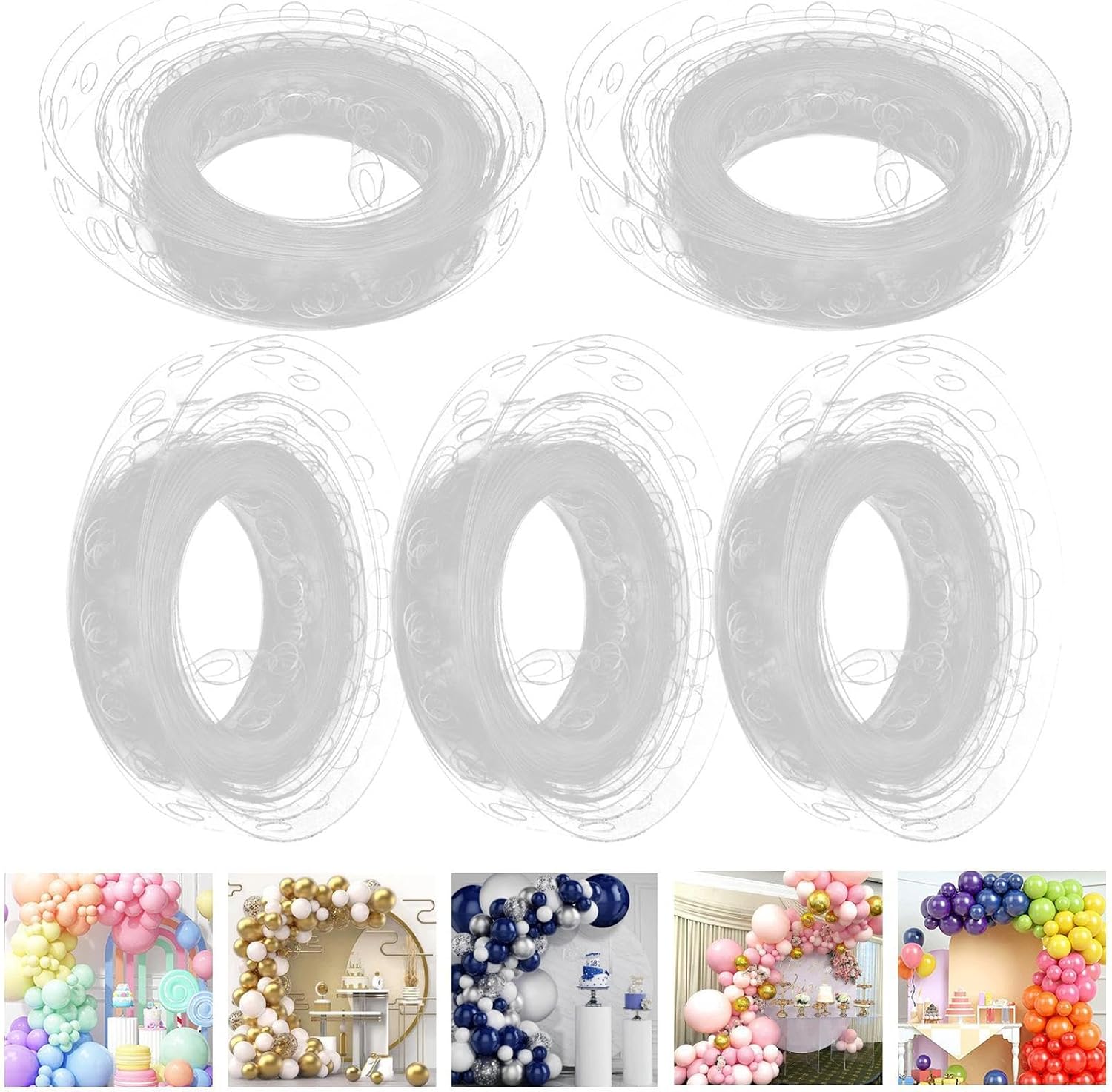 Balloon Arch Strip | 10 Pieces Clear Reusable Holder With Single Holes
