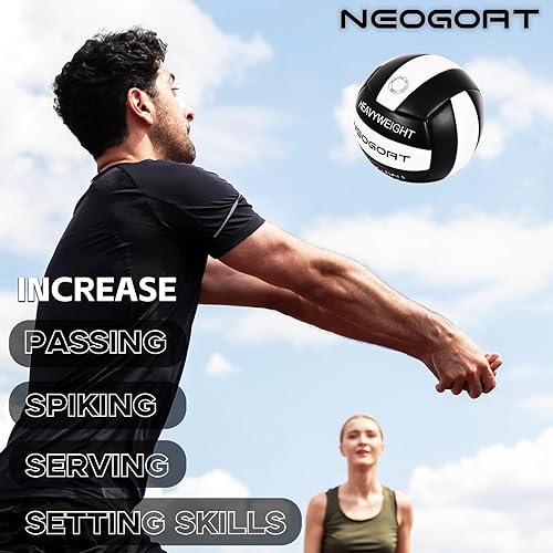 Miniatura 5 de Balón de voleibol pesado de 1.1 libras para setters servir, equipo de entrenamiento de voleibol pesado, tamaño 5, piel sintética suave, duradero