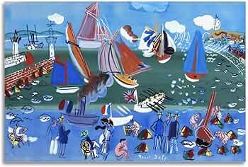 ラウル・デュフィ　人魚と帆船（海水浴）　アートプリント　ポスター　約10号大　額 ラウル・デュフィ 人魚と帆船（海水浴） アートプリント