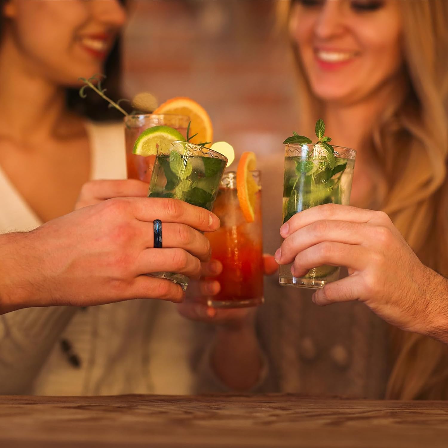 King Will 6mm 8mm Men's Tungsten Carbide Wedding Ring Hammered Groove Wedding Band Mens Two Tone Black/Silver/Gold/Brown Engagement Ring for Men and Women Matte Brushed Finish Comfort Fit Size 6-14 - Image 4