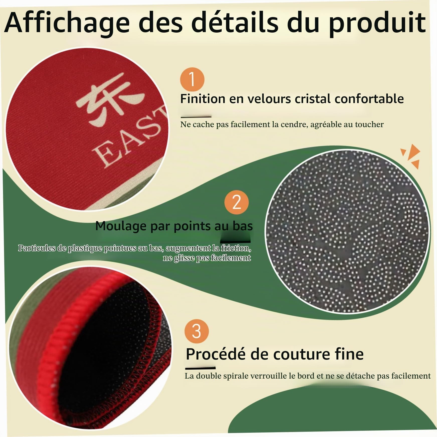 Tapis Mahjong Hperu, Vert, 80x80 cm / 31,50x31,50 pouces, Réduction de Bruit, Non Glissant, Portable, Pour Mahjong, Poker, Cartes, Âge 12+