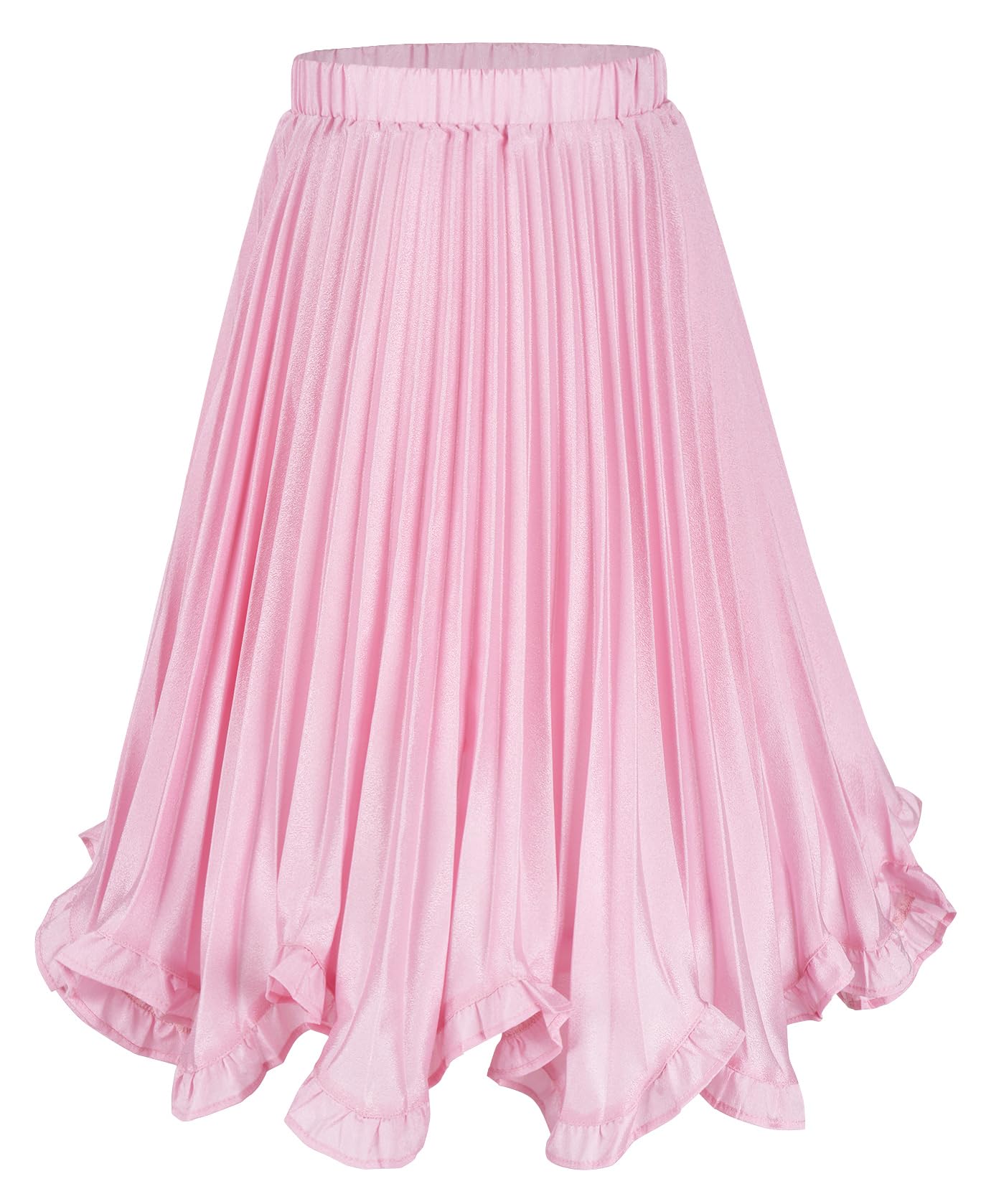 Happy Cherry Gonna a pieghe lucida da bambina, con elastico in vita, gonna lunga in chiffon, 4-16 anni