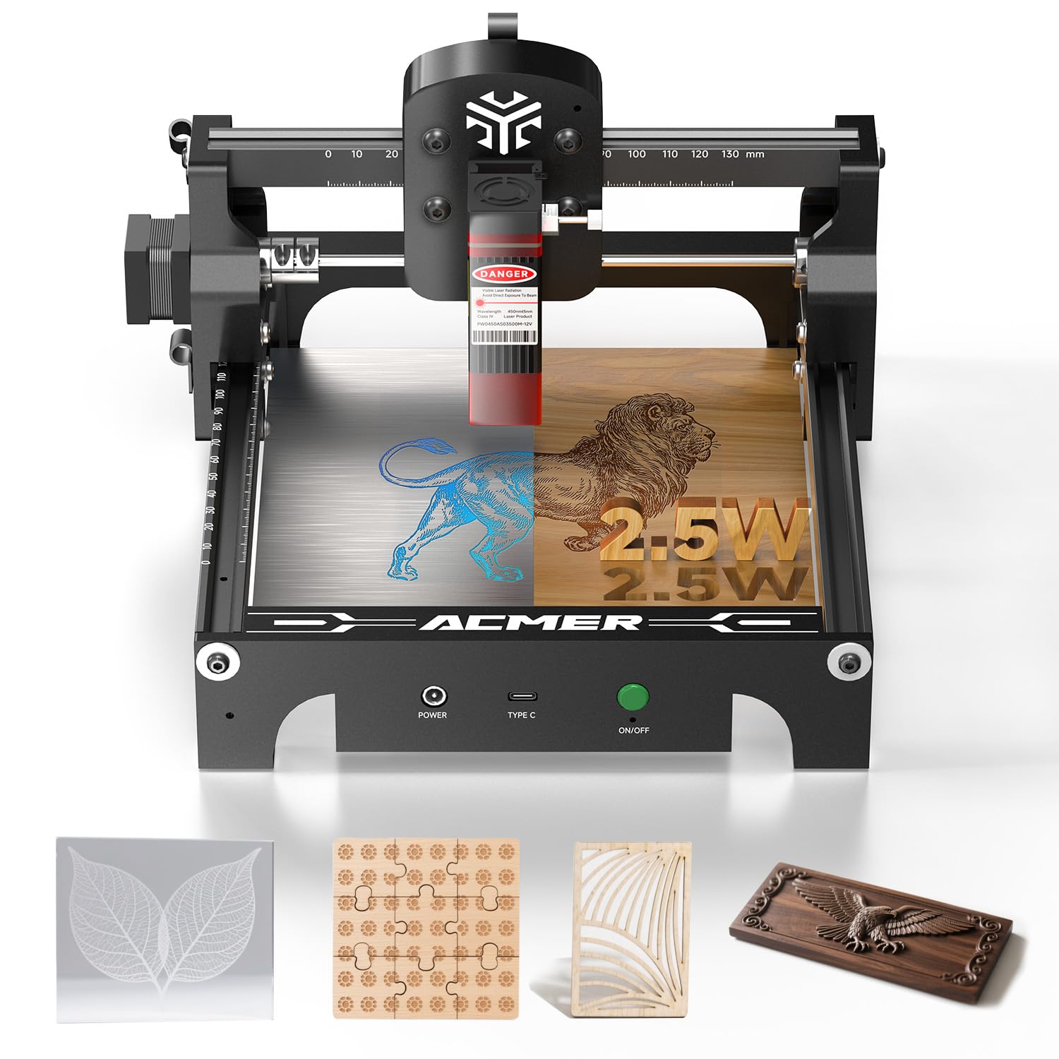 ACMER S1 Laser Engraver Mini Machine, 0.01mm Accuracy, Easy to Carry Engraving Tool for Leather, Wood, Laser Class (2500mW)
