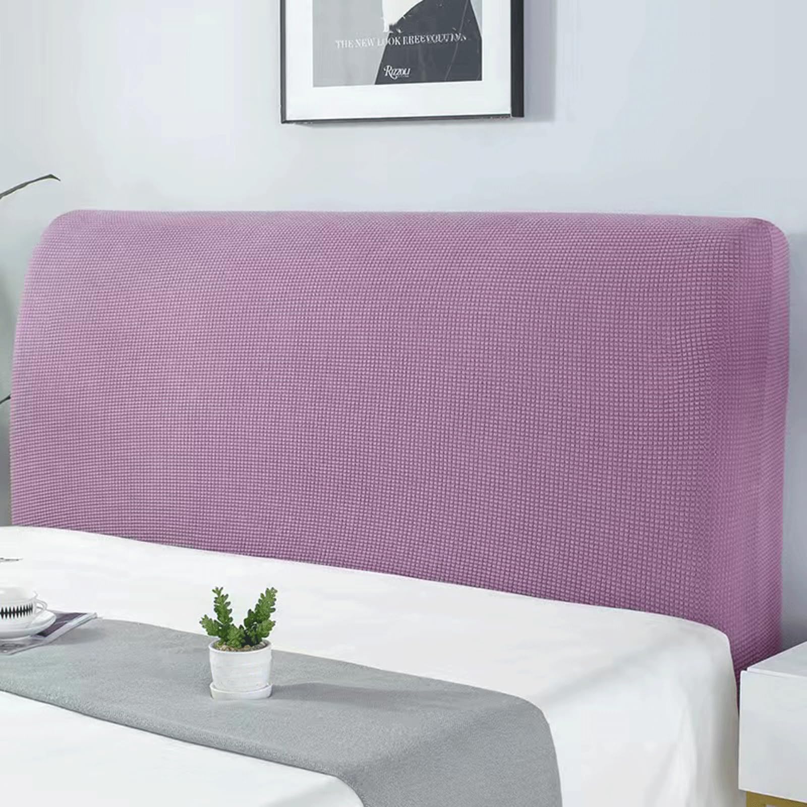 ZCXRYFL Nordic Style Stretch Headboard Covers, Purple, 110-135cm, Dustproof Protector for Wood/Leather/Upholstered Headboard