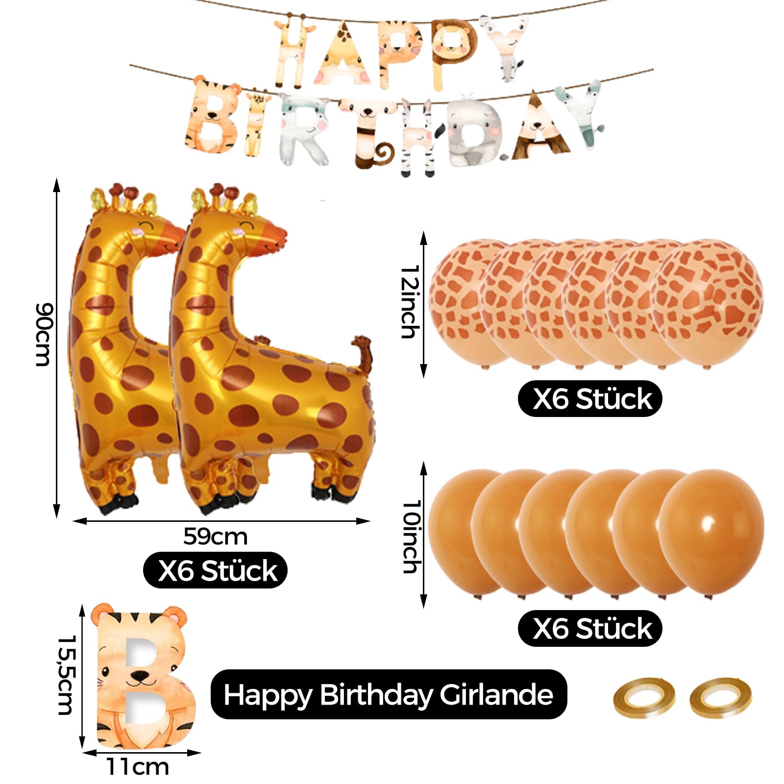 Guirlande Anniversaire Happy Birthday VIKY Thème Animaux Forêt - Papier Qualité, Motifs Ours - Pour Décoration Fête Enfant