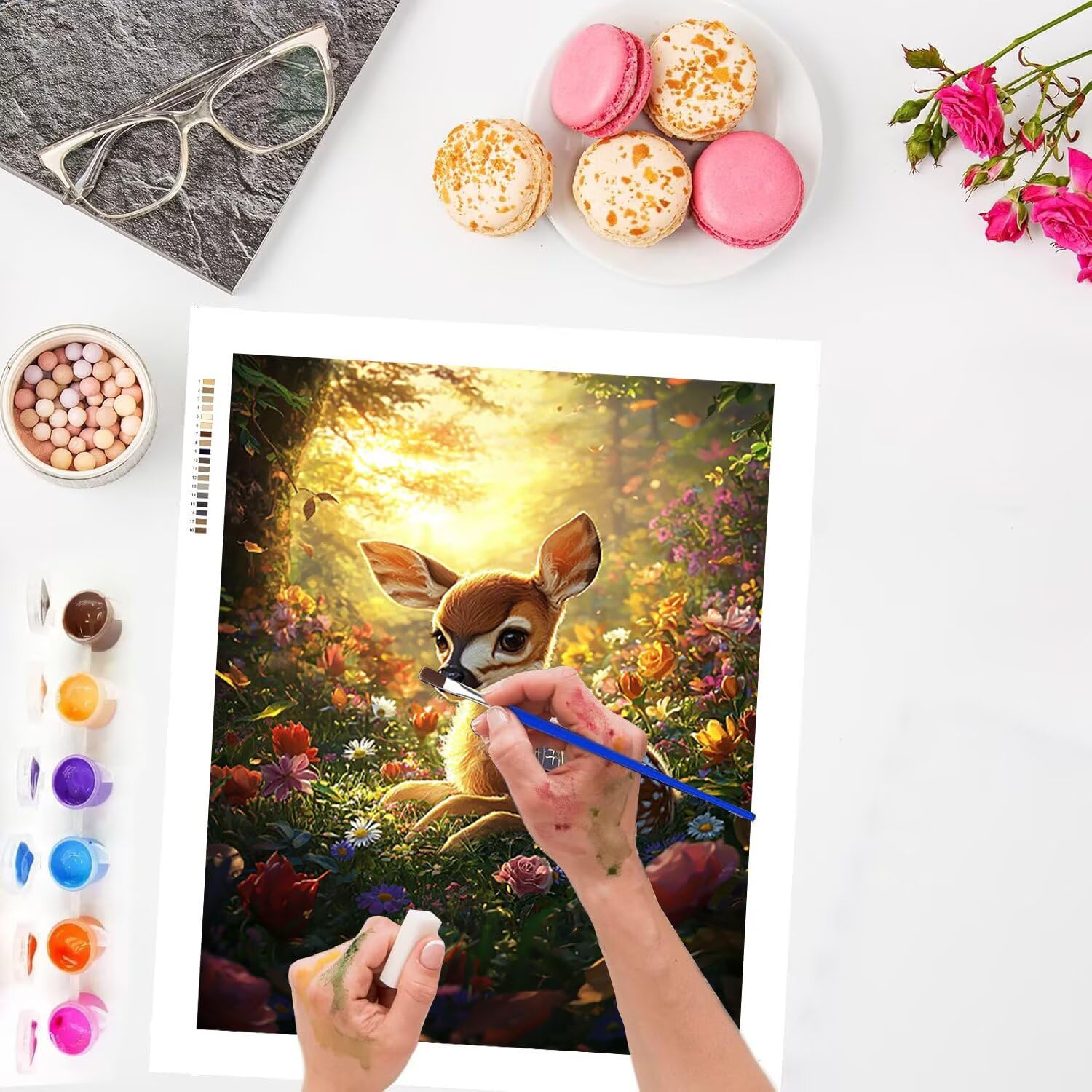 WEISHIWE Dipingere con i Numeri Adulti Cervo animale, 80x100cm s-193 | Paint by Numbers Kit con Pennelli e Acrilico Pigmento, Fai da te Olio La Pittura di Numeri Kit, Decora la Casa, senza Cornice