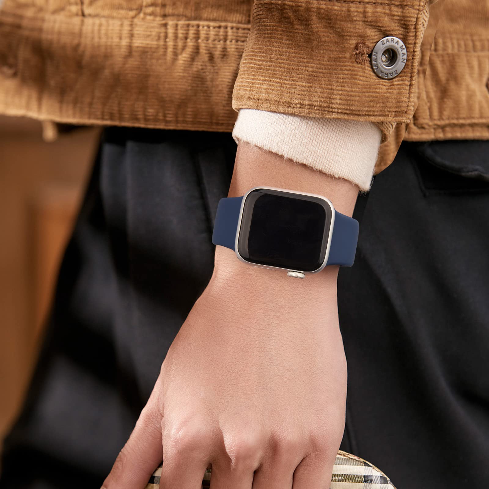 Sport Bands Compatible with Apple Watch Band 41mm 40mm 38mm, Soft Silicone Correa Wristband Replacement Strap Compatible for Apple Watch SE2 SE Series 9 8 7 6 5 4 3 Women Men, Navy Blue,