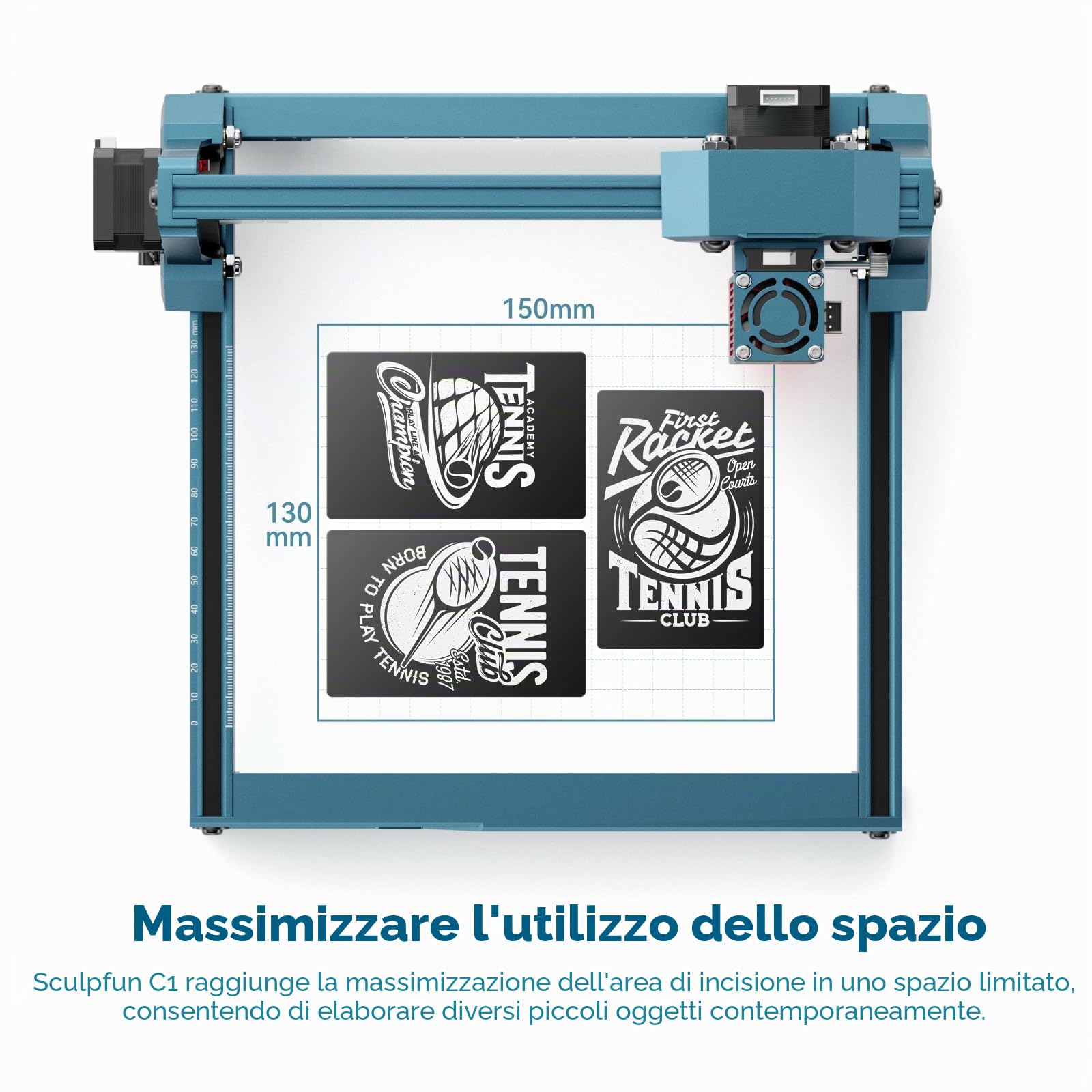 SCULPFUN Mini incisore laser C1, 3 W, portatile, con punto ultra fine da 0,04 mm, ideale per principianti fai da te, compensato, pelle, carta kraft, ardesia, area di incisione 150 x 130 mm