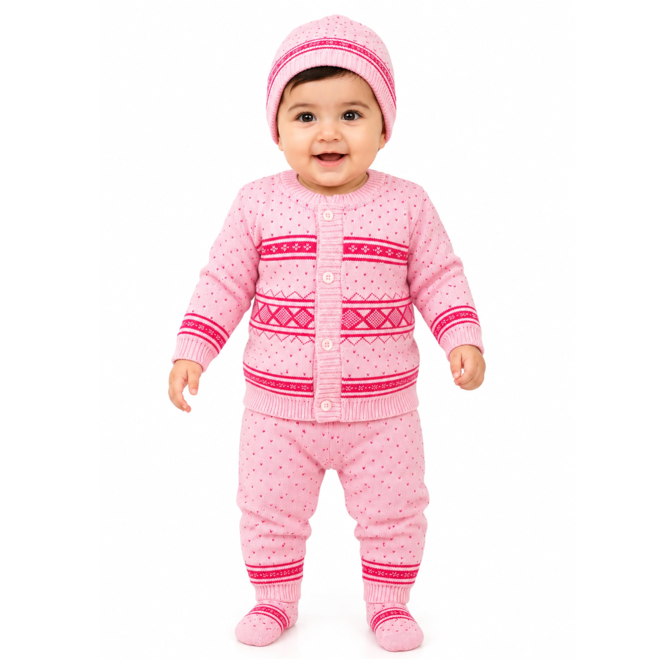 Baby Sweater with Cap, Pant & Socks, 4 Pcs Woolen Winter Wear Set-picture-51