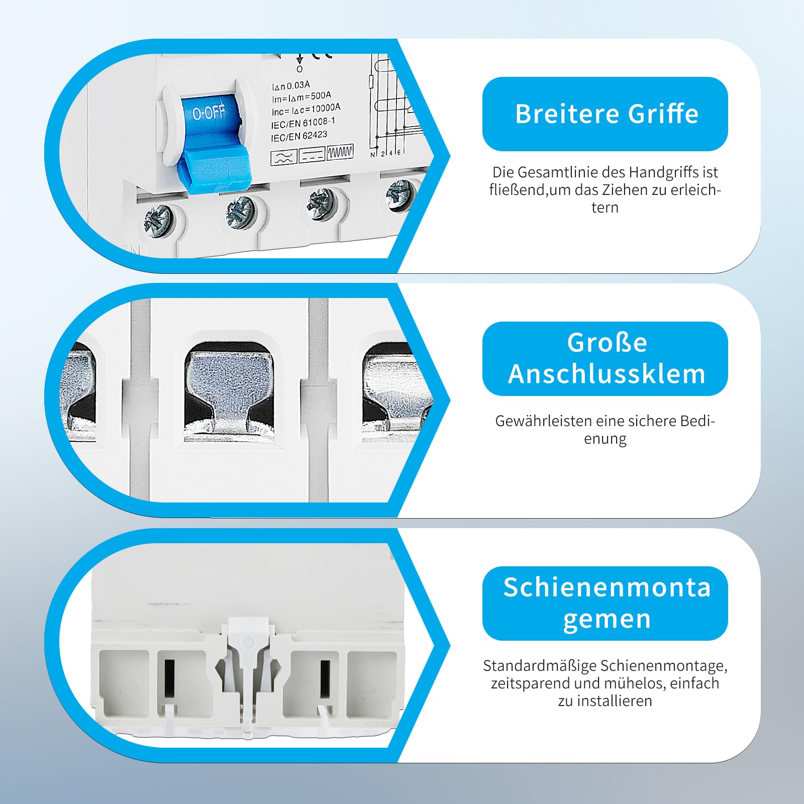 Fi Schutzschalter 40a 30ma 4 Polig mit 35mm Schiene,Fehlerstromschutzschalter Typ B,RCD, Allstromintensiv Schalter Automat Sicherung Sicherung,FI Schalter für Wallboxen Ladestationen