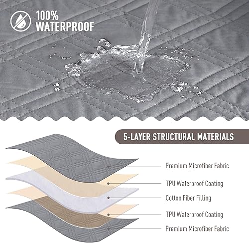 Miniatura 3 de TAOCOCO Funda de cojín de sofá 100% impermeable, reversible, para perros, mascotas, funda de sofá para sofá modular en forma de U, protector de