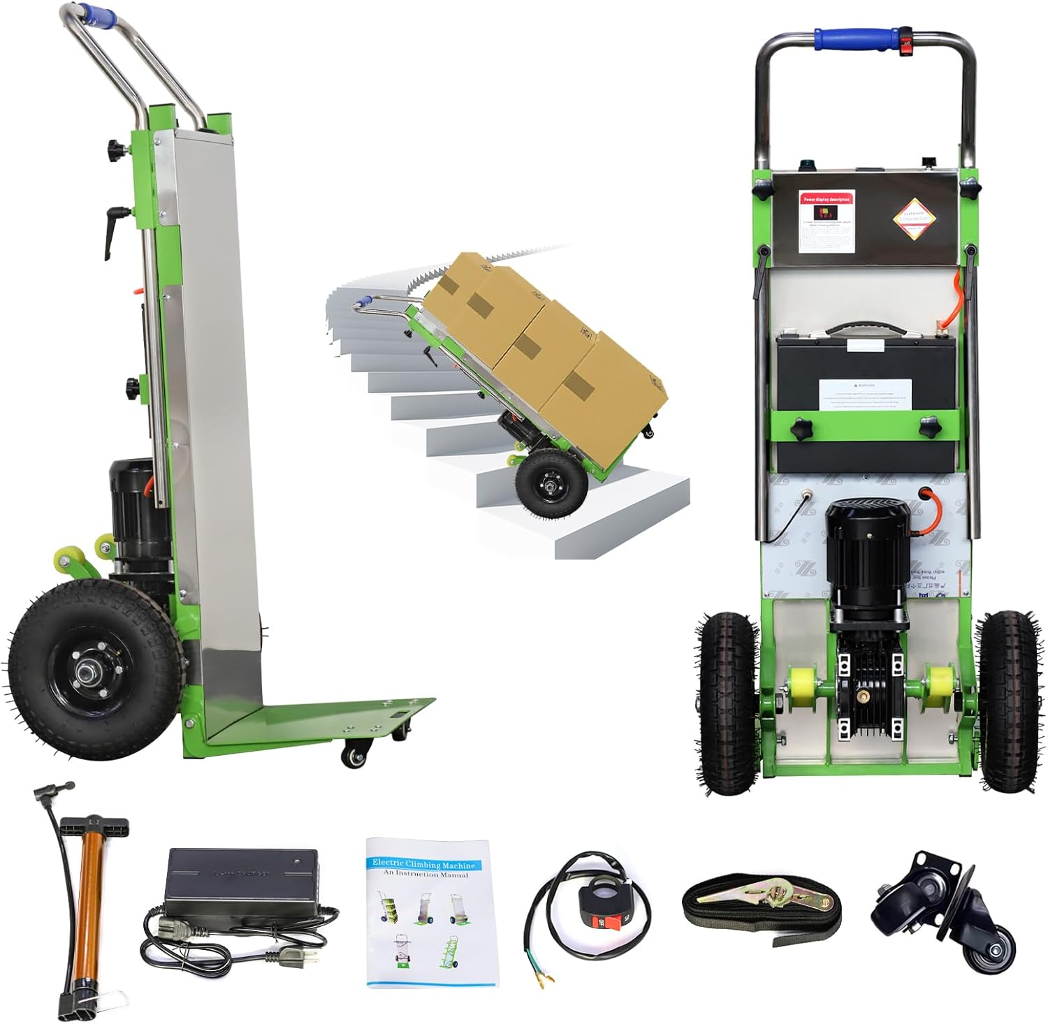 20Ah Electric Stair Climbing Hand Trucks Dolly Cart for Moving, 880lb Max Capacity Heavy Duty Stair Climber Furniture Dolly with Folding Handle & Solid Wheel