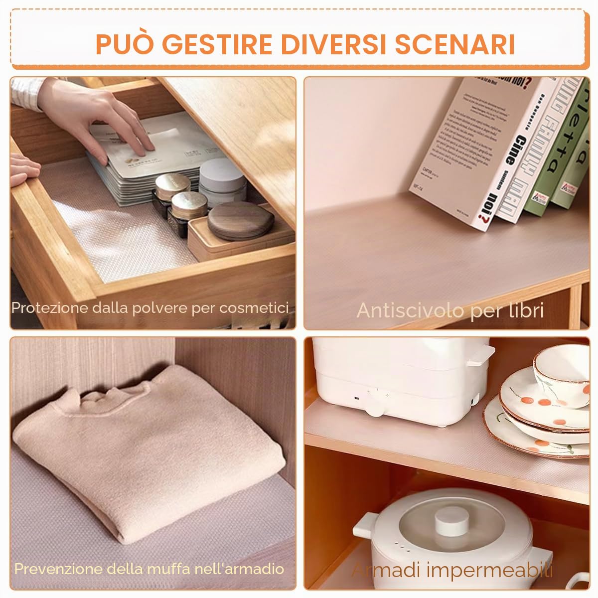 Tappetino per Cassetti Antiscivolo Trasparente 45x500cm Rivestimenti per Cassetti da Cucina Copri Cassetti Cucina Rivestimento Cassetto Non-Adesivo EVA Rotolo Carta Shelf Liners Frigorifero