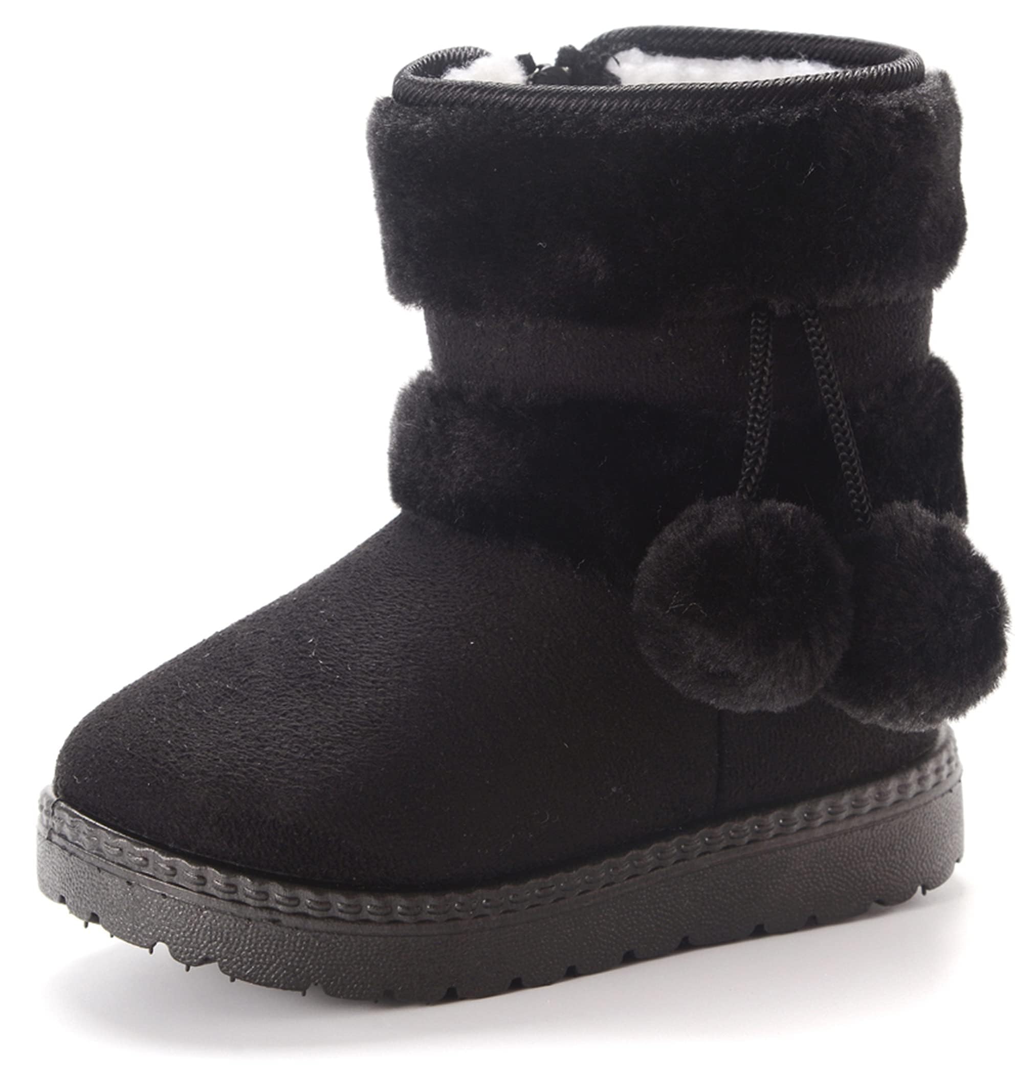 Vorgelen Kinderen Warme Gevoerde Sneeuwlaarzen Meisjes Winterschoenen Peuter Antislip Laarzen Kinderenschoenen Zachte Zolen Slip-On Laarzen 152-Zwart 23 EU = 24 CN