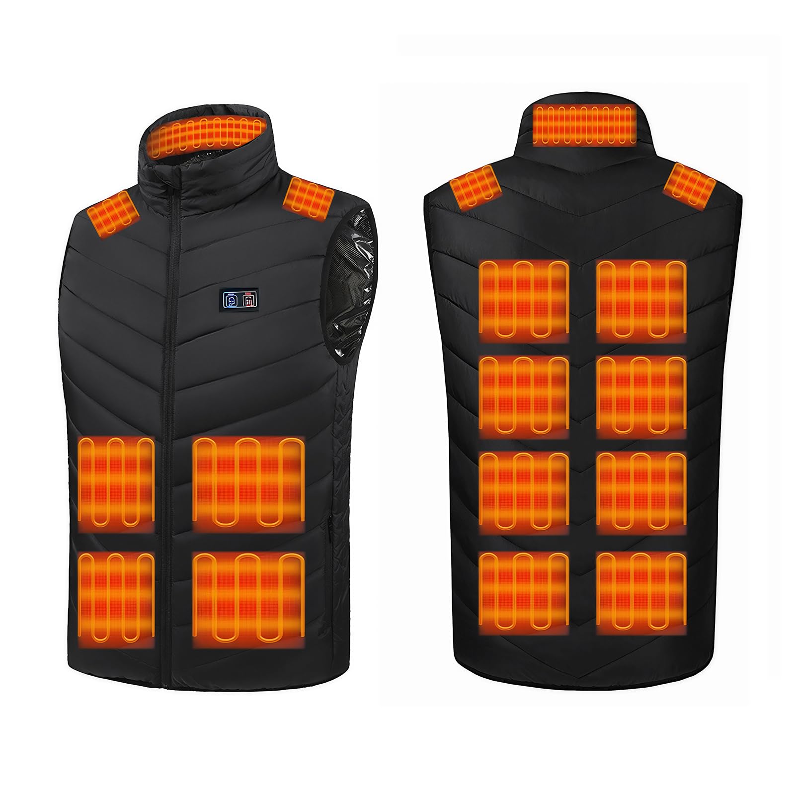 Monave Chaleco térmico para mujeres y hombres con 15 almohadillas térmicas, calentador de cuerpo térmico para motocicleta, pesca (el embalaje no contiene baterías)