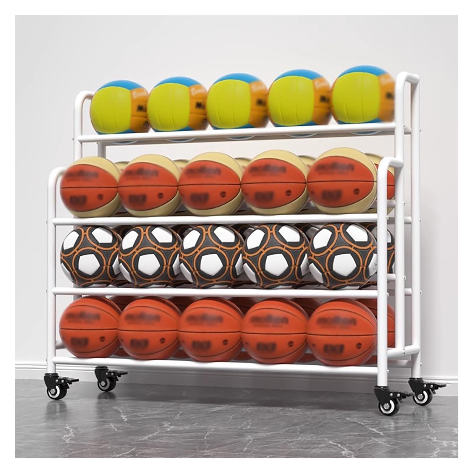 Chariot mobile en acier pour l'extérieur et rangement de ballons multi-niveaux