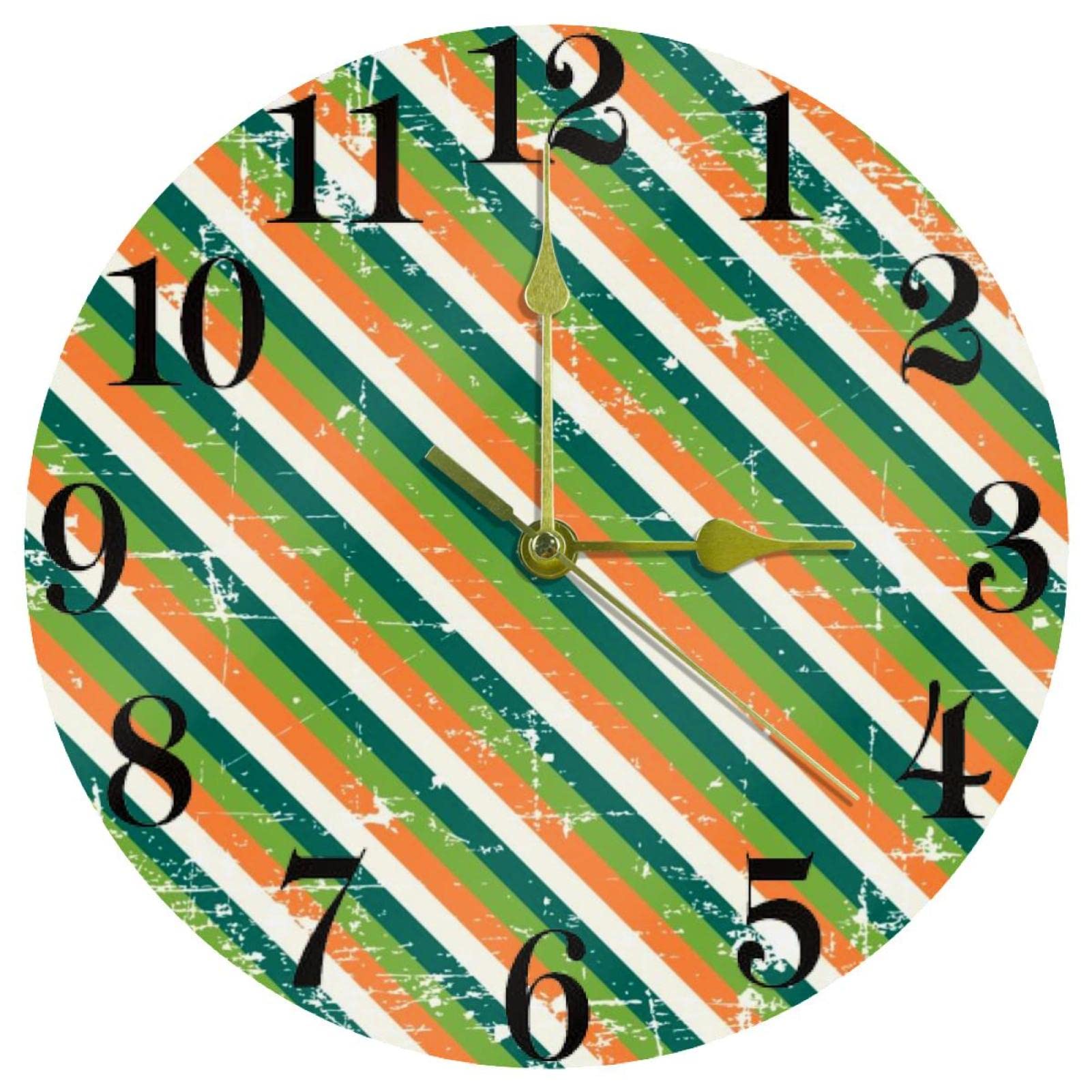 Horloge murale ronde pour le bureau et l'école au design rayé chic