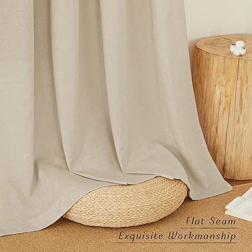 Miniatura 7 de NICETOWN Cortinas de lino de 72 pulgadas de largo, 2 paneles, cortinas de privacidad con ojales filtrantes de luz, mezcla de lino para sala de