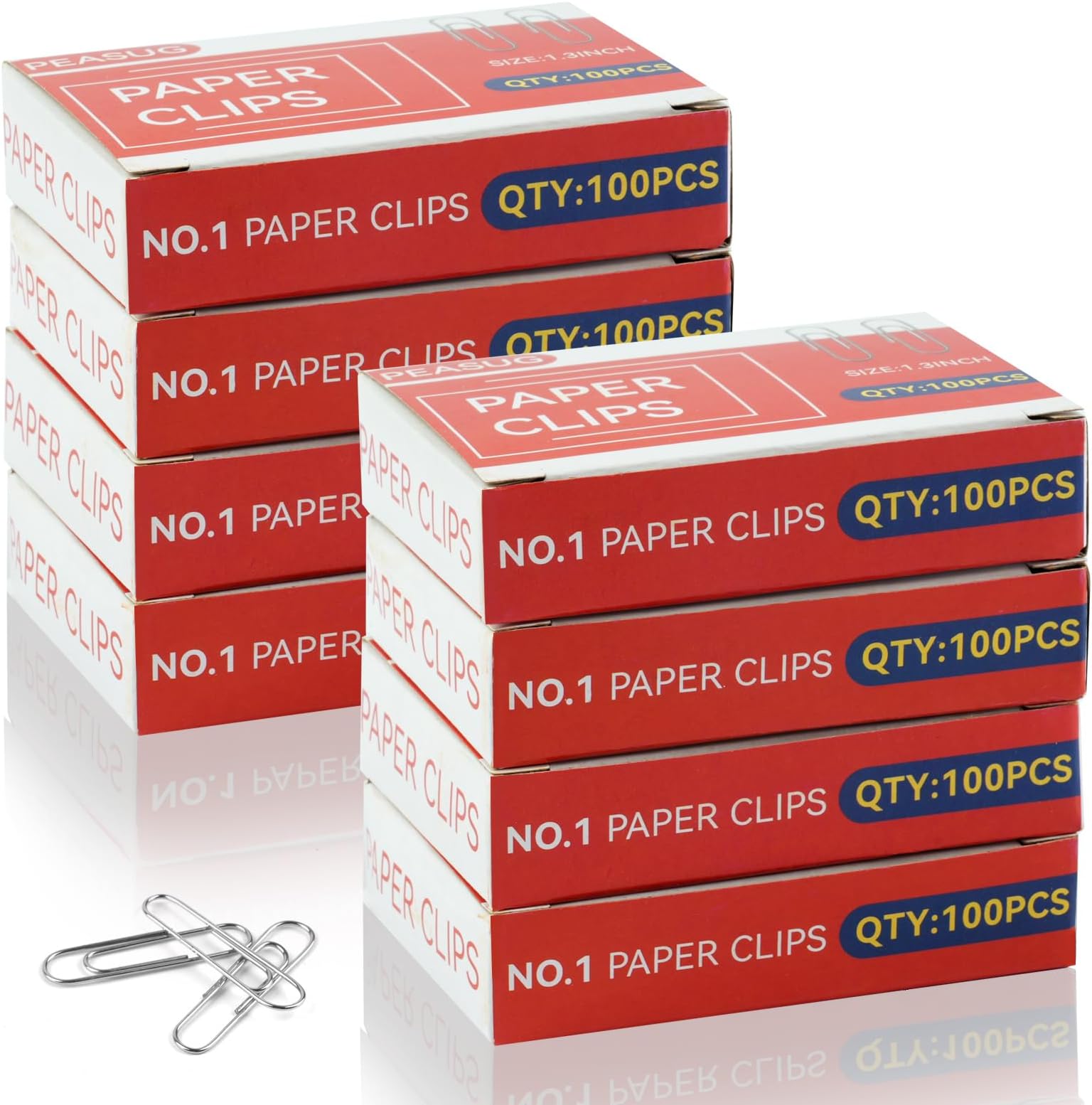 800 Pcs Medium Paper Clips,#1 Smooth Paperclips for Home, School and Office Use,1-2/7 "Rustproof Metal Silver Paper Clips,8 Boxes of 100 Each, 1.3 inch