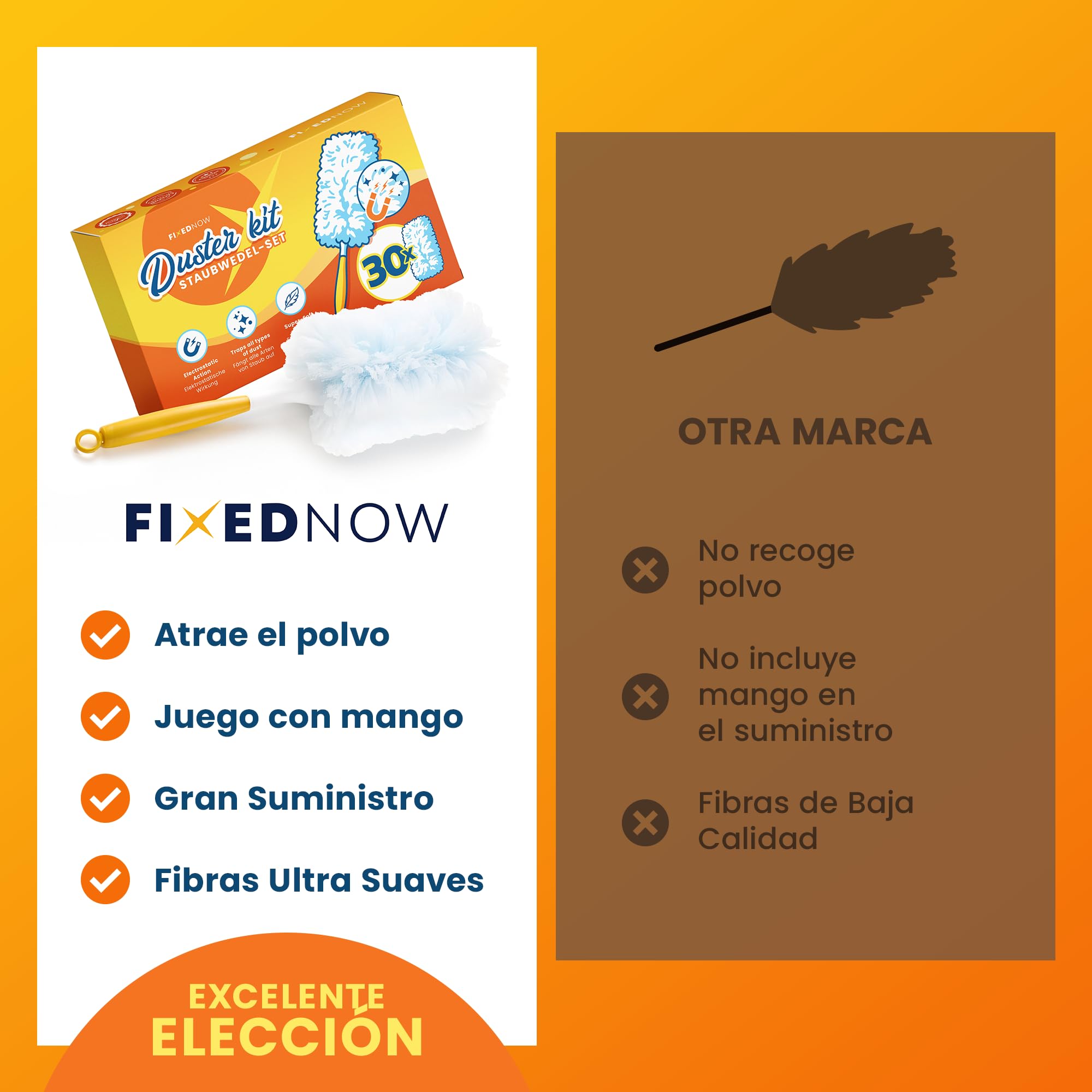 Paquete de 30 paños de Repuesto XXL con Plumero Swiffer Duster | Juego de Plumero con Mango para Limpieza en seco | Recarga de limpiaparabrisas para el hogar y el Coche