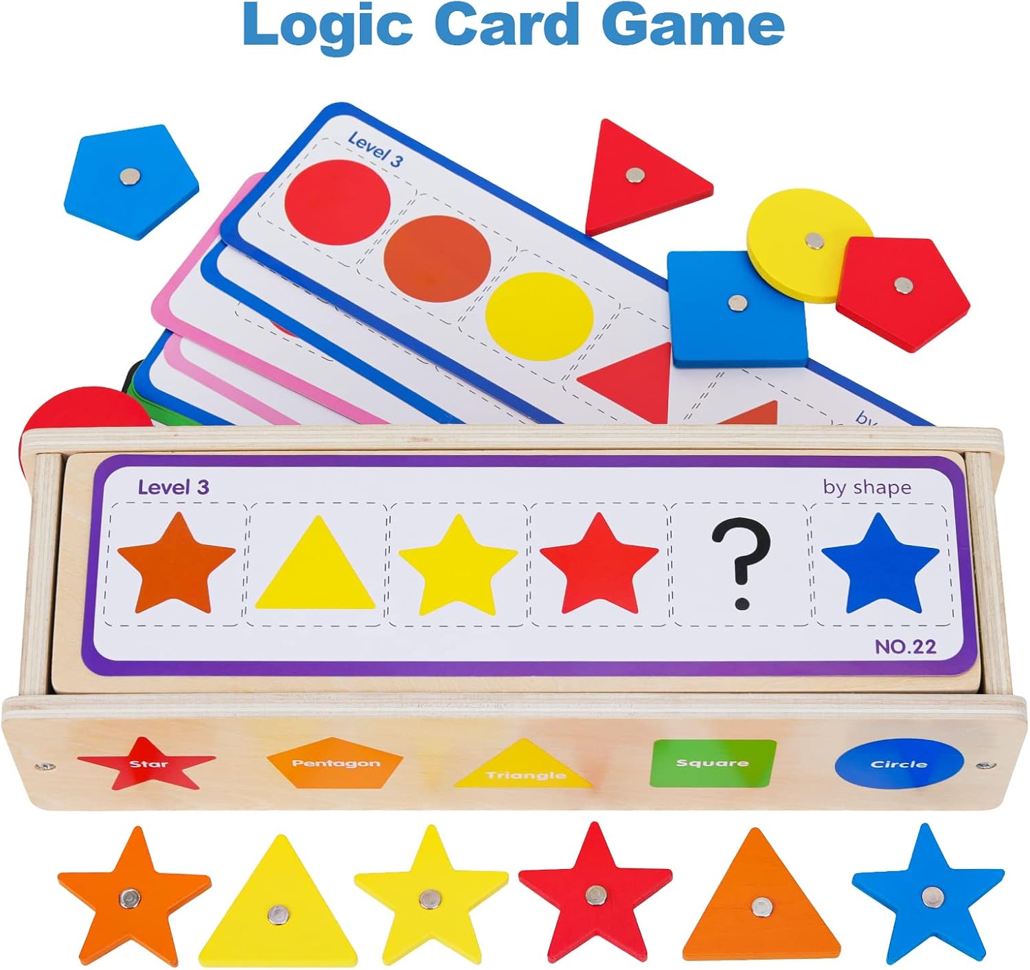 モンテッソーリ 幼児向けおもちゃ 磁気カラーシェイプソートマッチングボックス 早期学習おもちゃ 木製教育玩具 細かい運動技能おもちゃ