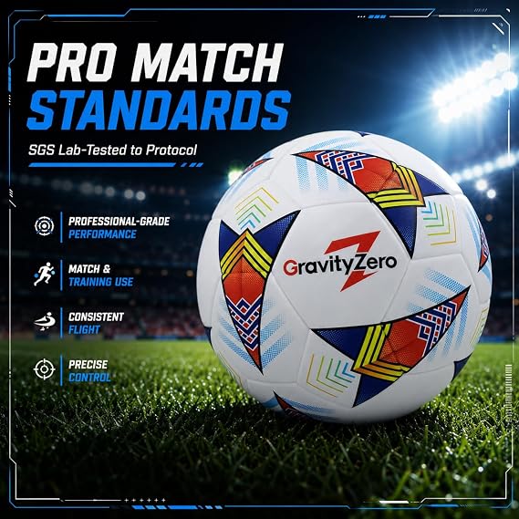 Size 5 Soccer BallSGS Lab-Tested Pro Match Grade with Pump & Needles