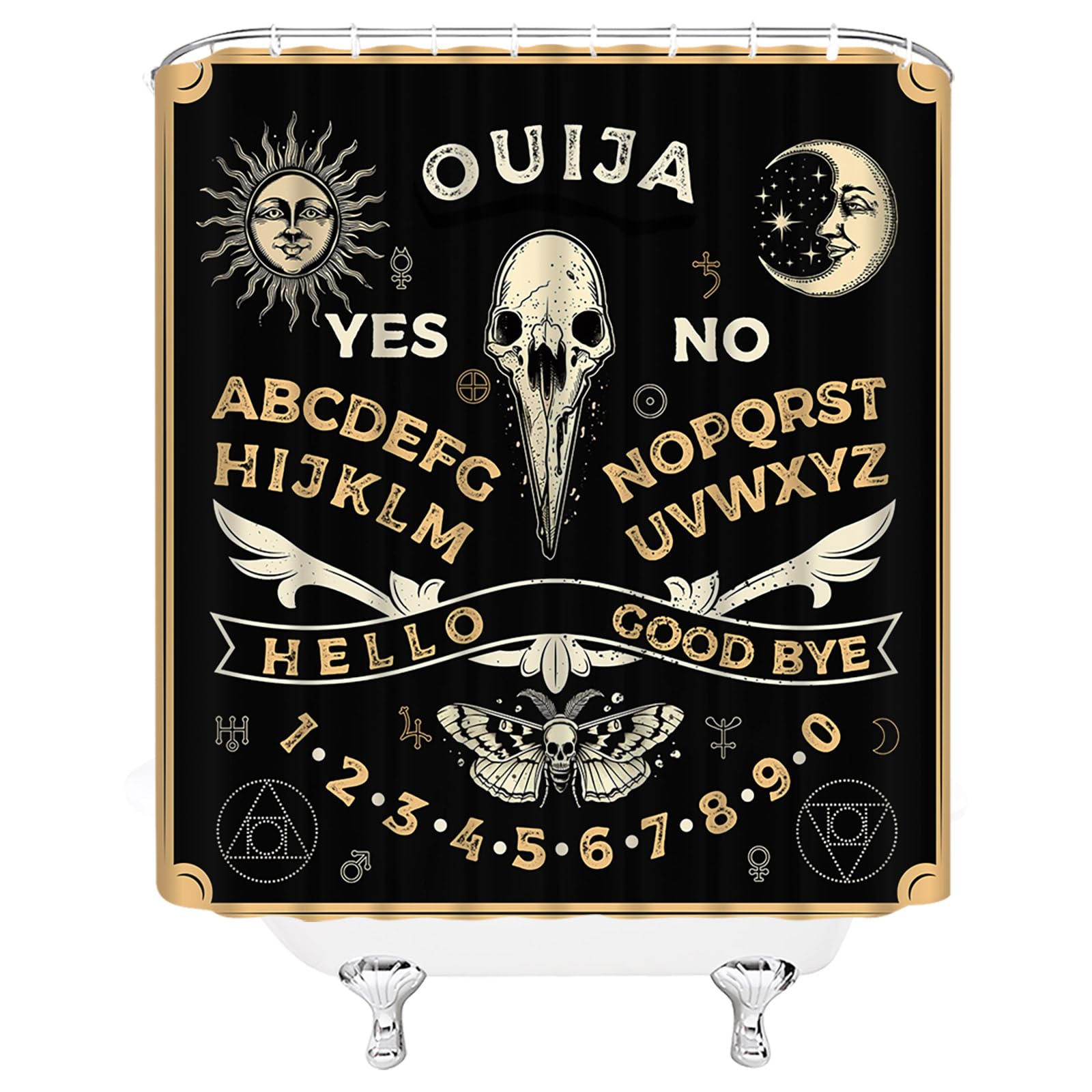 Halloween-Duschvorhang – Hexe, Ouija, Geister-Design, 178 X 178 Cm, Polyester