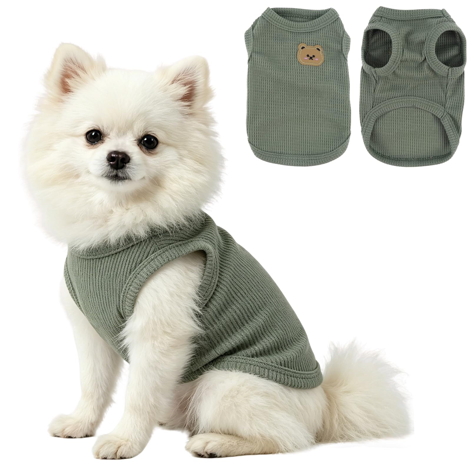 Vêtements pour Chiens, Chemise Respirante D'été, Body Chien Post Operatoire Male Doux Body Chien Post Operatoire Femelle sans Manches pour Chiens et Chats de Petite,Vert (M)