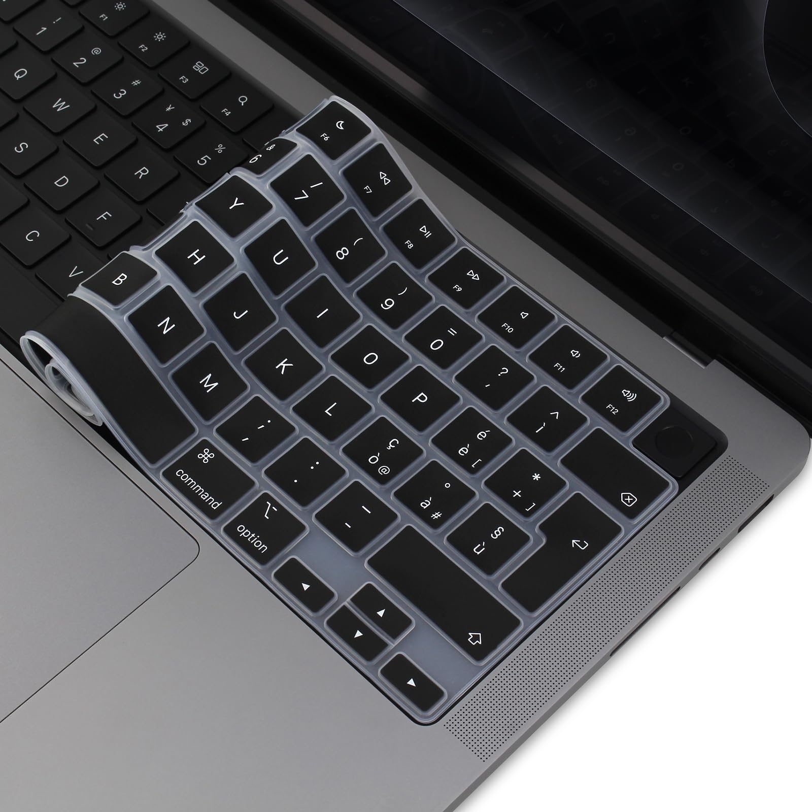 Protezione tastiera per MacBook Pro 14" (M5) 2025 con chip A3434 - Protezione tastiera - Accessorio (silicone nero italiano)