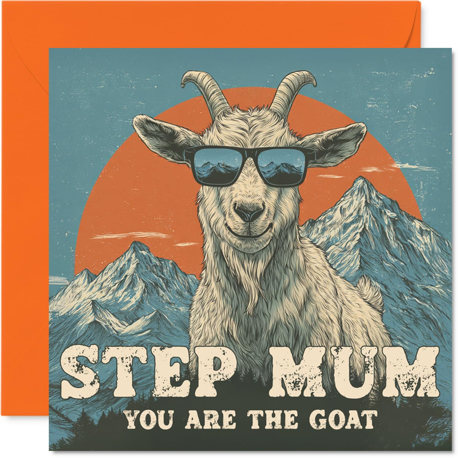 Step Mum Birthday Card - You Are The Goat - Happy Birthday Card for Step Mum from Son Daughter, 145mm Funny Animal Bday Greeting Cards