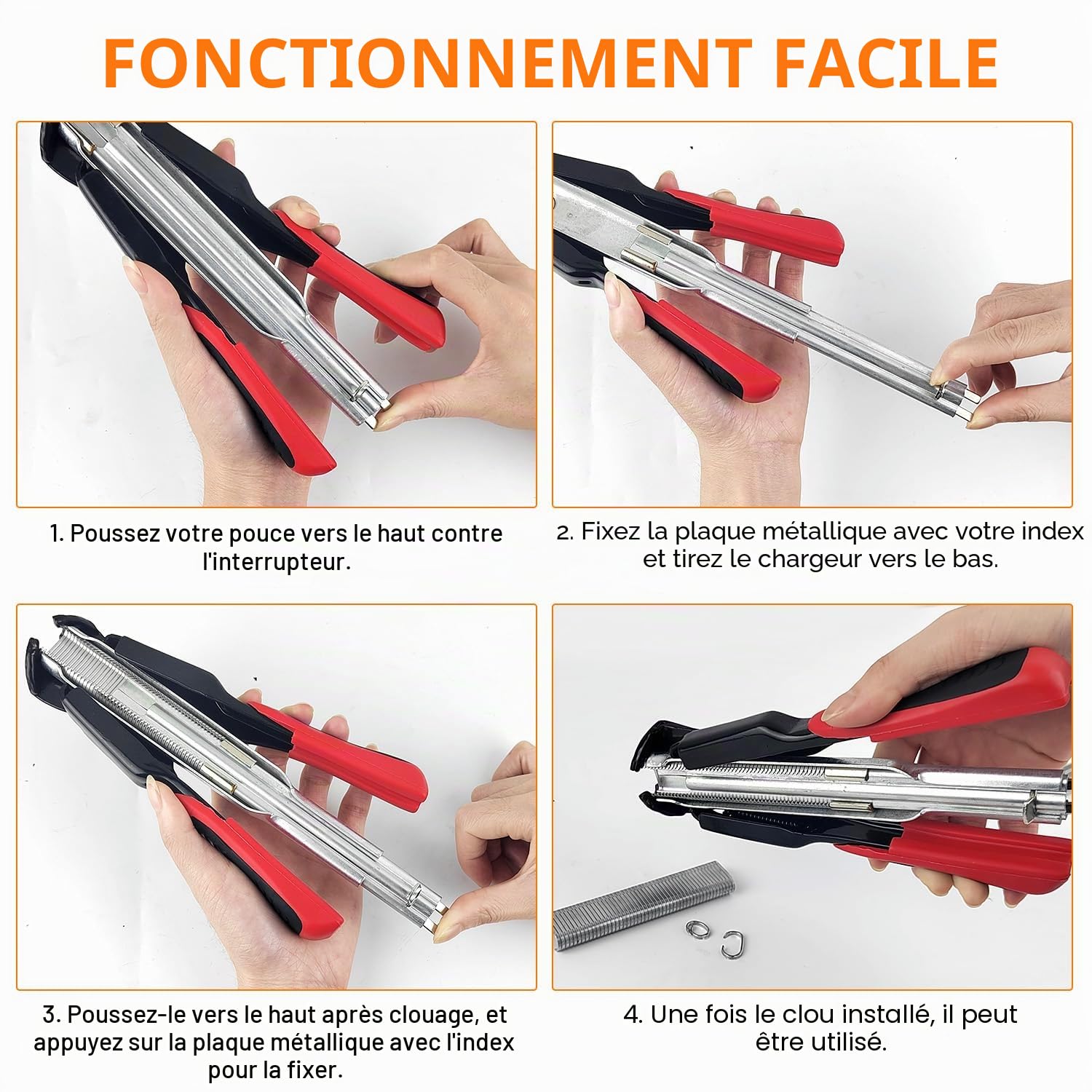 Pince de clôture automatique avec 2500 anneaux galvanisés, pince de fixation pour fil, pince à anneau Hog, pour matelas de clôture pour animaux, coussins de voiture, cages pour animaux de compagnie