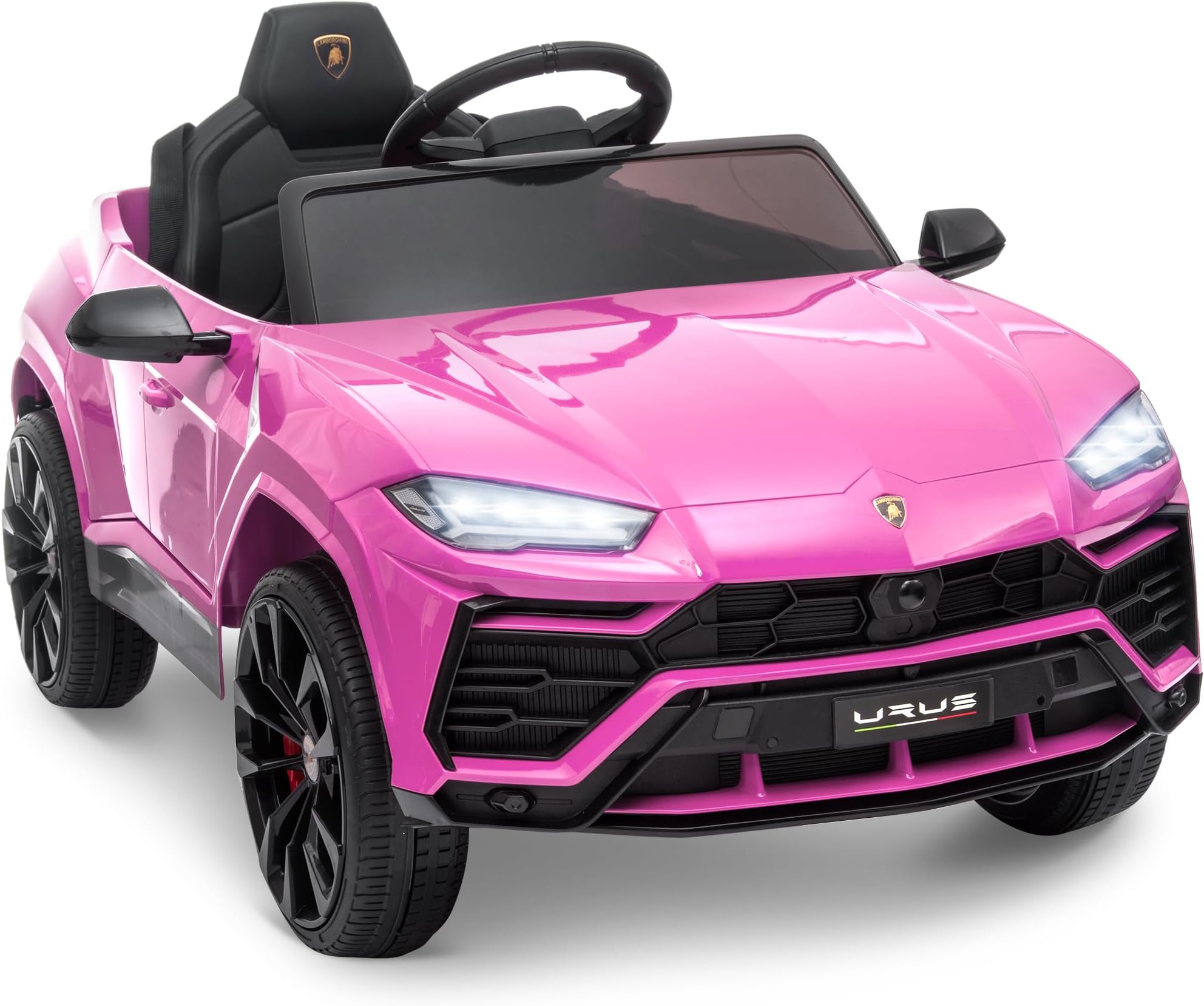 ENYOPRO 12V Licensed Lamborghini Urus Ride On Car, Electric SUV Car Power Wheel Toy w/Parent Remote Control, Music Player, FM Radio, LED Headlights, Soft Start, 2.5MPH Max Speed for Kids (Pink)