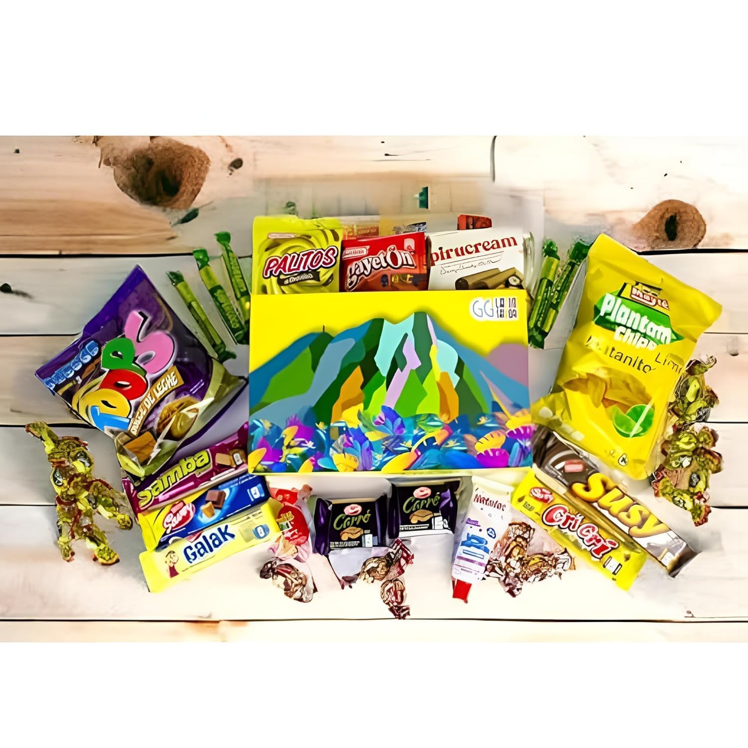 Venezuela Candy Box Pirucream Cocosette Susy Venezolano Chucherias Venezolanas Sweet Snack Gift Crate Box Assorted Cookies, Chips & Candies Mix Variety Pack International Gift Snack Box for Lunches, Holiday Gifts. Birthday College