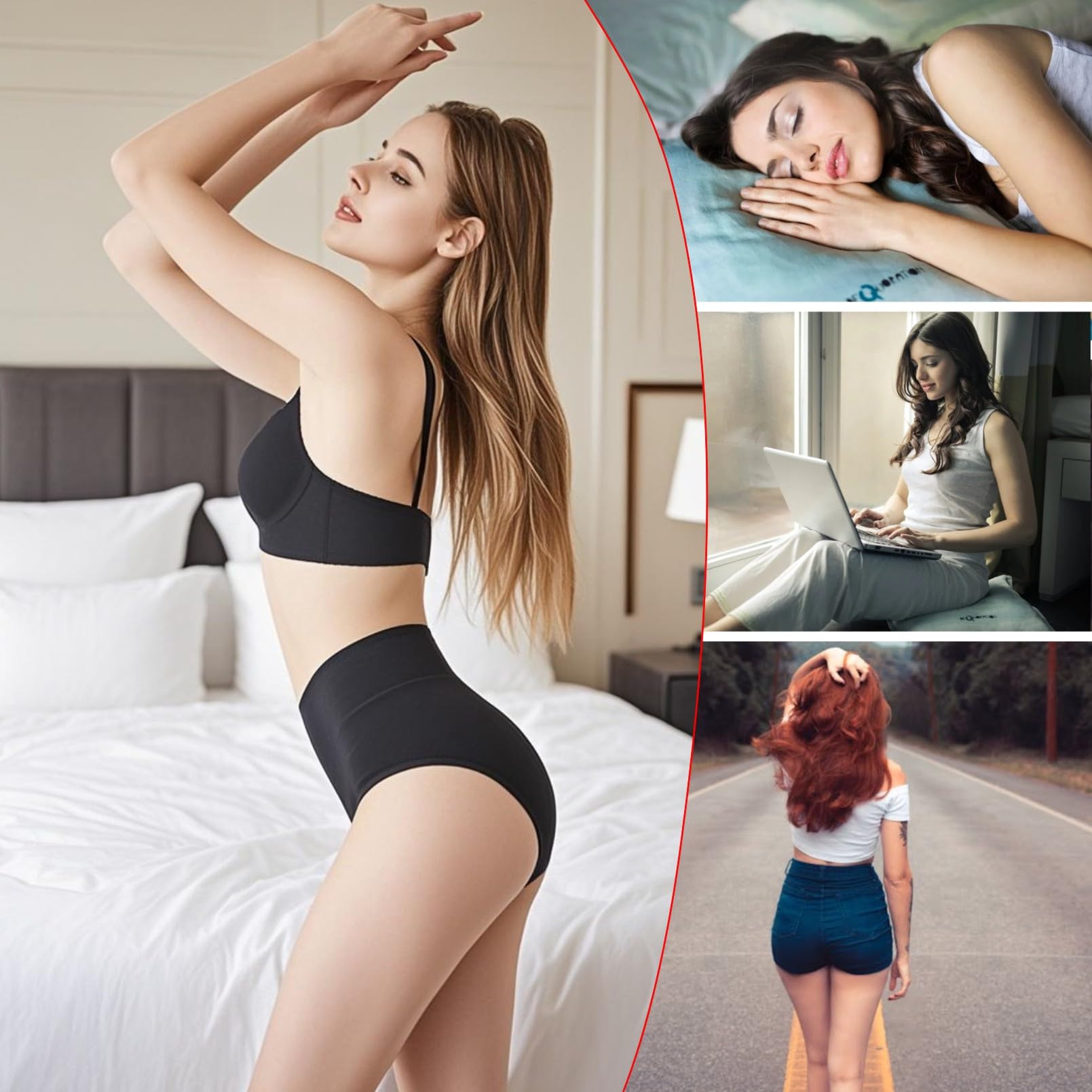 KIANOOL Mutande Cotone Donna Vita Alta, Slip Cotone Mutantina Elastiche Mutande Donna, Nero Slip Pacco da 4