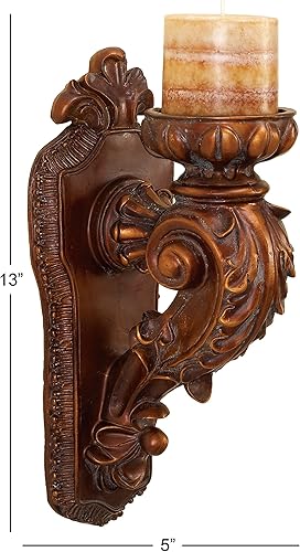 Miniatura 2 de Deco 79 Polystone - Aplique de pared sólido, 5 x 7 x 13 pulgadas, bronce