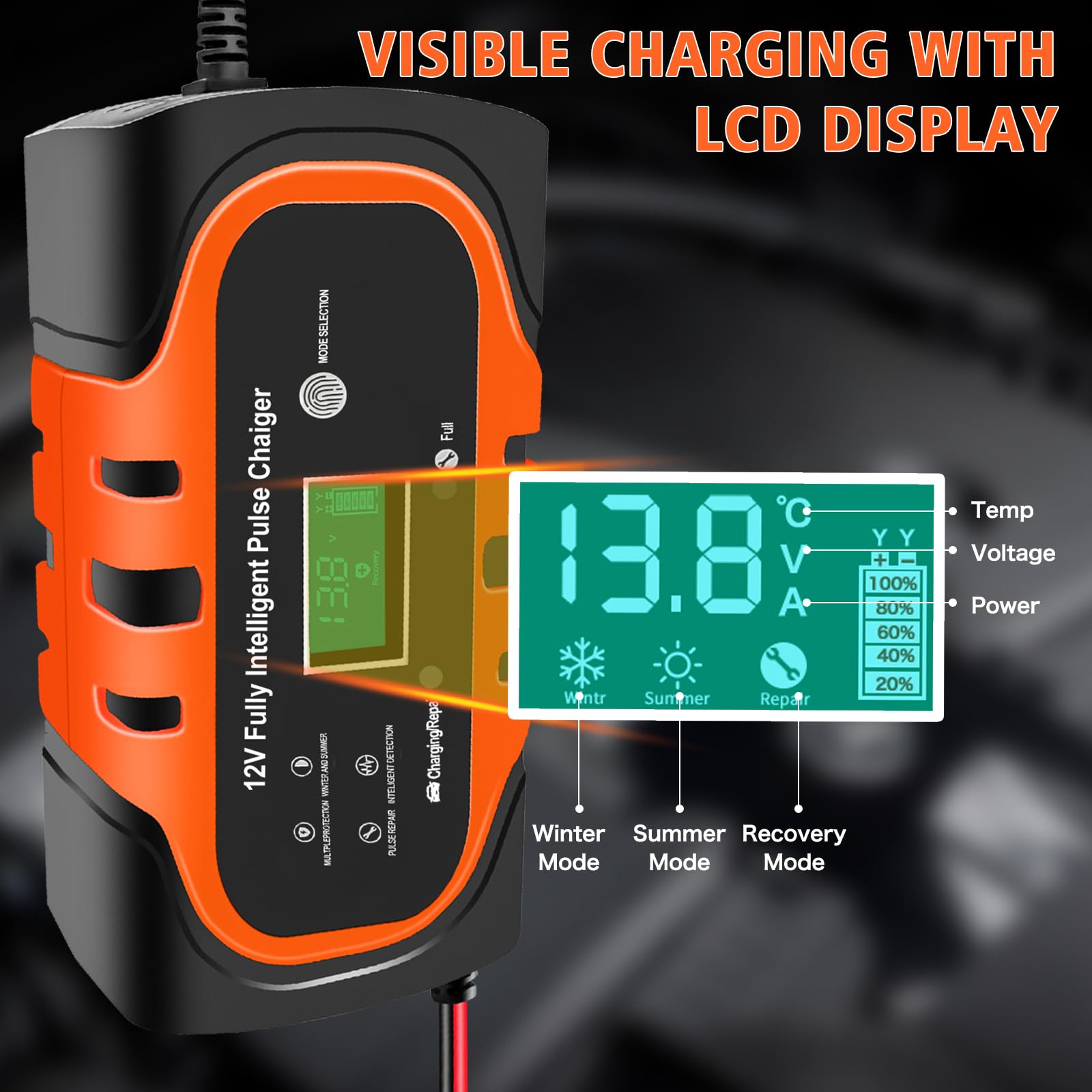Caricabatteria Auto 12V 10A Husgw - Per Batterie Piombo E LiFePO4, Con Display LCD - Foto 9