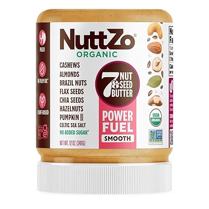 NuttZo Organic Power Fuel 7 Nuts and Seeds Butter, Smooth,