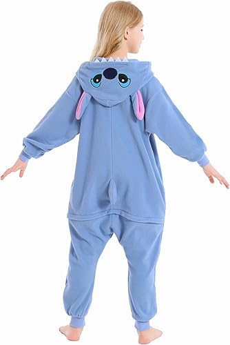 Miniatura 5 de Polyster, disfraz unisex de Halloween para niños, disfraz para cosplay de animé, de una pieza para niñas y niños de 10 a 12 años (10 (125 #), azul)
