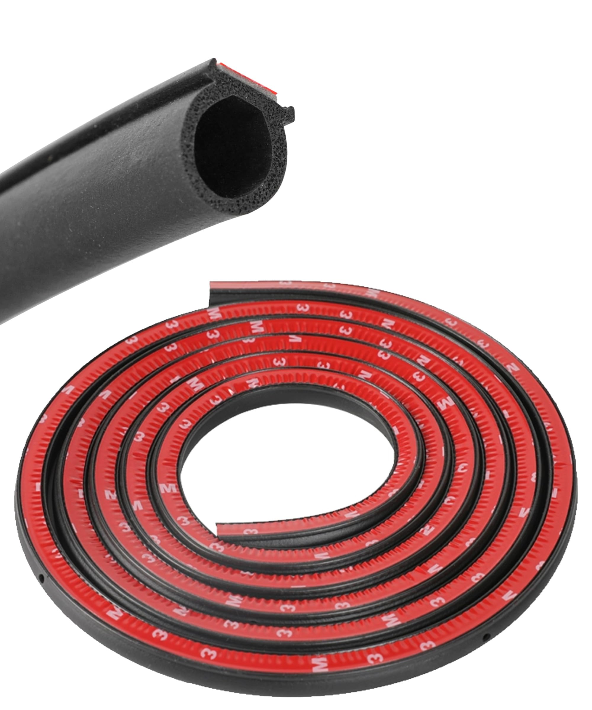 Xibao Autotürdichtung,Universal Autotür Türdichtung Gummidichtung,D-förmiger Autotüren Dichtungsstreifen,Gummiprofil Kantenschutz Selbstklebend Wasserdicht Türschutz,Geeignet für Auto,LKW,SUV (12M)